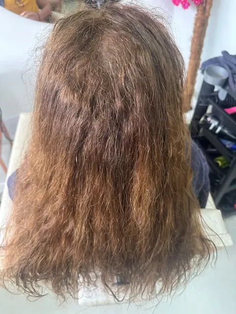Cabelo armado e com frizz antes da progressiva